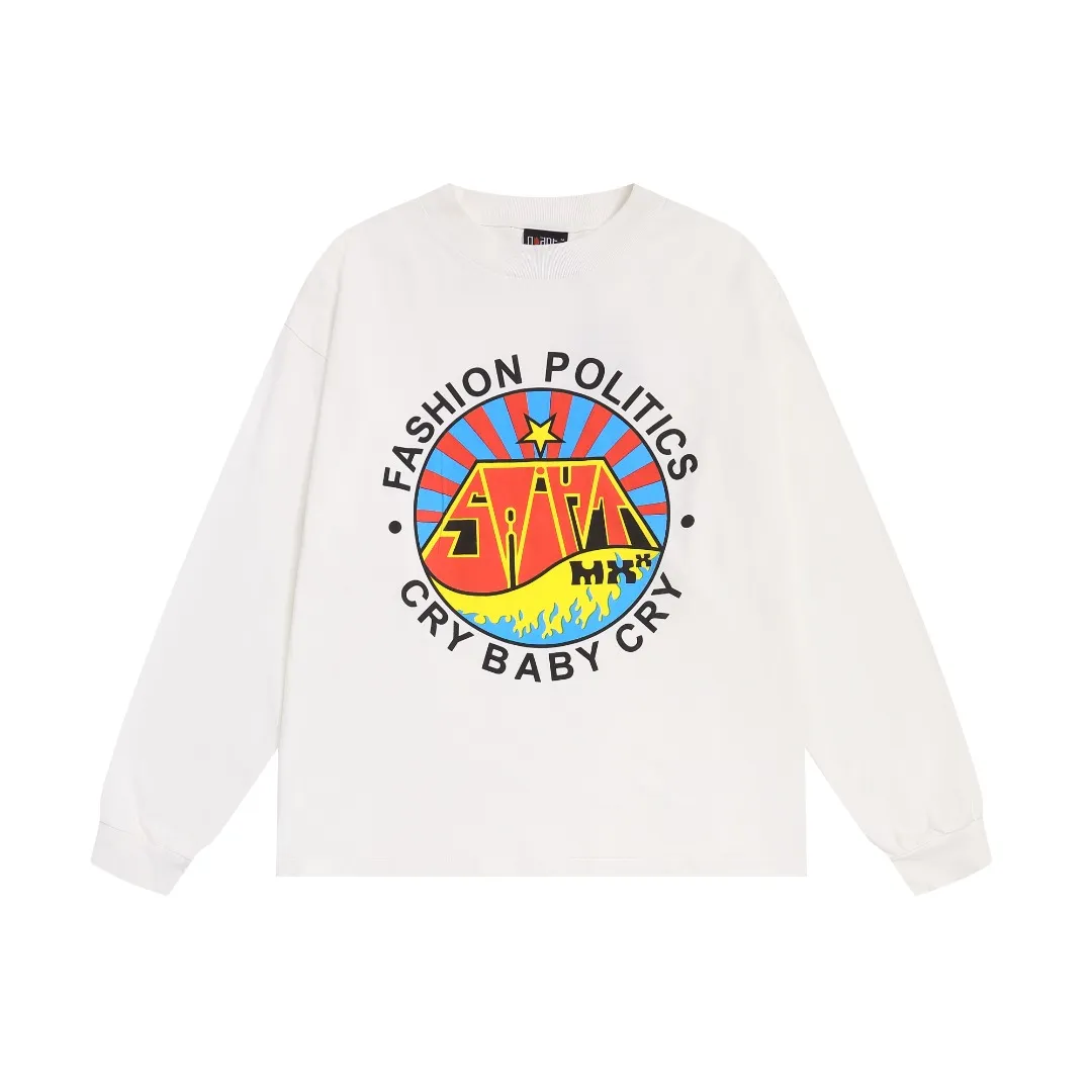 American trendy Saint Michael letters retro print distressed casual loose long-sleeved T-shirt Fabric: 260g Style number: SM655 Size: S-M-L-XL Color: White Price: P144
